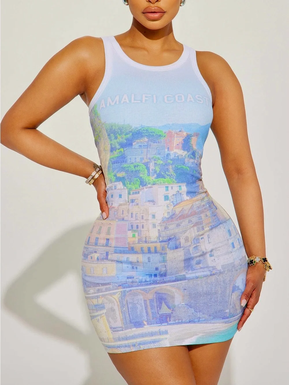 NWOT Amalfi Coast Scenic Tank Dress - Picture 1 of 4